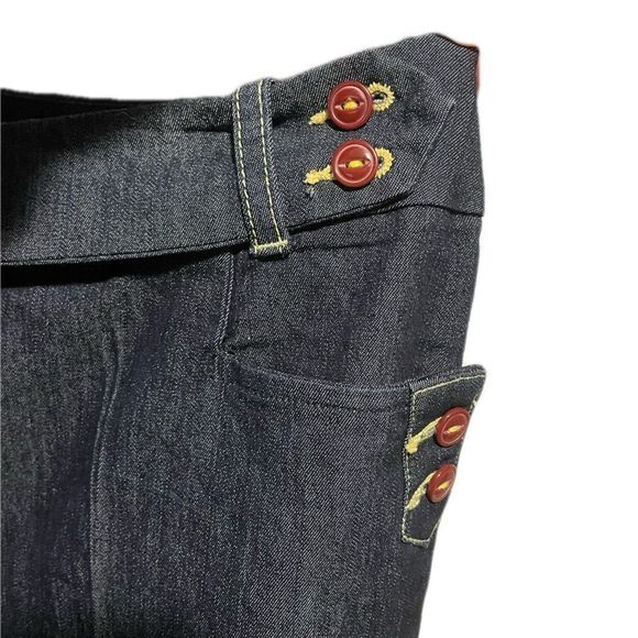 Larry Levine SPT Stretch Dark Wash Wide Leg Pant with Eclectic Details! - Picture 3 of 10